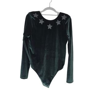 Victoria Secret Sport Green Velvet and Silver Stars Women's Bodysuit M